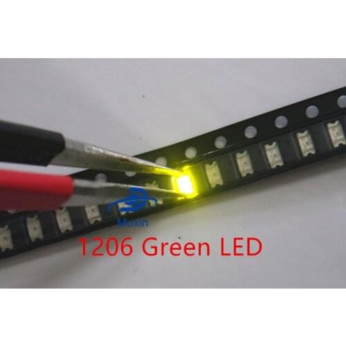 200pcs SMD 1206 (3216) LED Bead Light Yellow Green 570 - 575nm 20mA DC 2V Surface Mount SMT LED Chip Light Emitting Diode Lamp