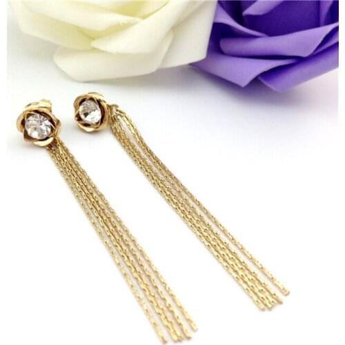 2021 Summer Female Luxury Diamante Long Tassel Earrings