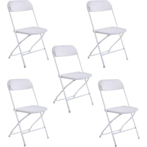 5pcs Portable Plastic Folding Chairs White/Black Office Chairs for Convention & Exhibition Parties and Wedding