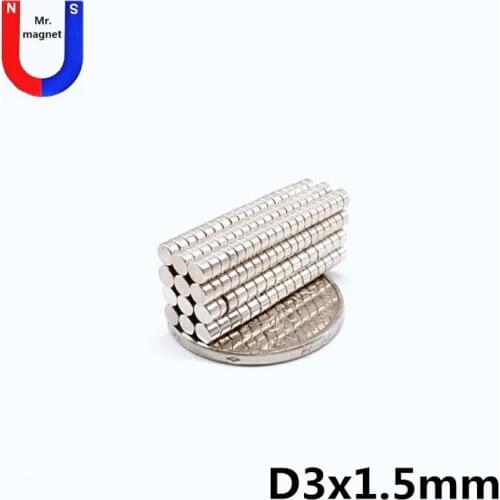 50pcs 3x1.5 mm super strong rare earth NdFeB 3*1.5 neodymium magnet 3x1.5 magnet Mini small disc round magnets craft