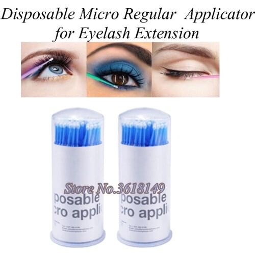 500Pcs Disposable Micro Applicators Mascara Brushes Blue Mini Swab for Eyelashes Extensions Eyelash Glue Cleaning Stick Regular