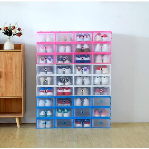 6Pc/Set Creative Foldable Drawer Storage Boxes Combination Transparent Portable Environmental Multi-Purpose Dust-Proof Shoes Box