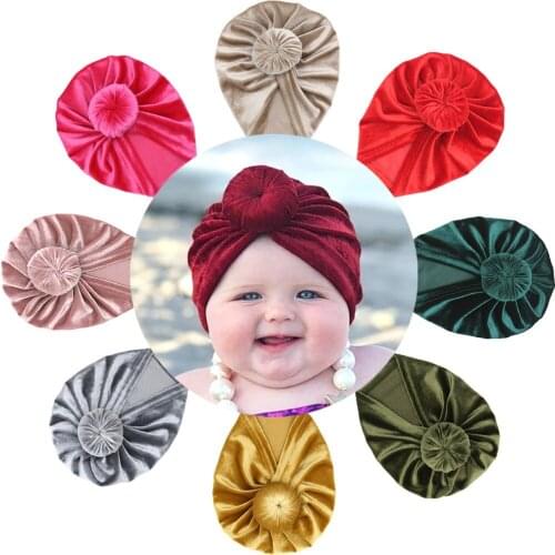 Newborn Velet Head Bandanas Solid Warm Turban Girl Hair Accessories Headdress Fashion Headwear Autumn Winter