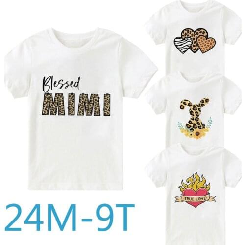 Unisex Kids Tshirt Blessed Mimi True Love Mom Printed Baby Girl Summer Clothes Crew Neck Girls Shirts Casual Cartoon Boy Tshirts