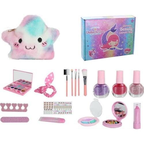 Kids Makeup Set Princess Kids Cosmetics Make Up Set Safe Washable Kids Makeup Set Box Beauty Pretend Play Toys Gift For Girls
