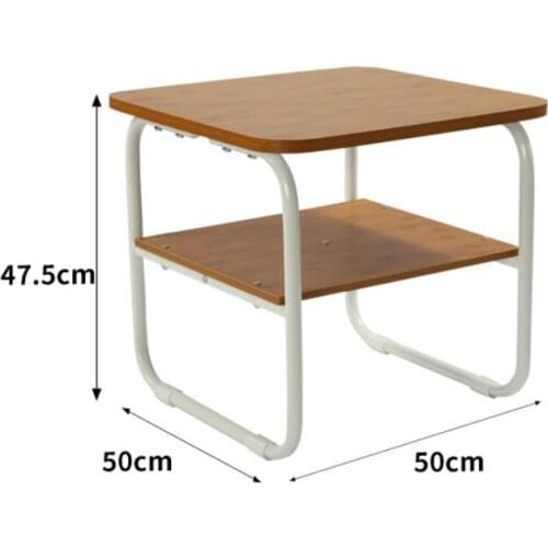 50*50*47.5CM Double-Layer Bedside Table Sofa Side Coffee Table Living Room Tea Table Modern Dining Table
