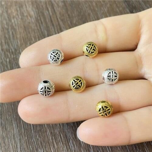 JunKang 20pcs 8mm flat round flower pattern separated beads loose jewelry making DIY handmade bracelet accessories