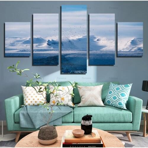 Canvas Painting Wall Art Framed Printed Pictures 5 Panel Poster Sunrise Forest Sky Landscape Photo For Living Room Decor