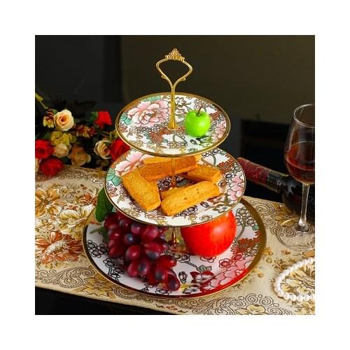 European-style Ceramic Cake Plate Rack Three-layer Fruit Plate Dried Fruit Plate Creative Afternoon Tea Dessert Plate