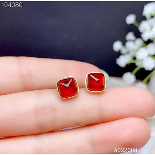 KJJEAXCMY fine jewelry 925 sterling silver inlaid natural garnet ear studs classic ladies earrings support testing