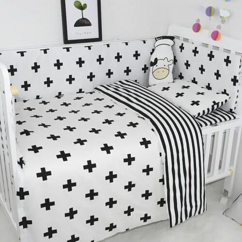7 Pcs Baby Bedding Set Toddler Cartoon Bedding Cover Set Infant Safety Crib Bumper Children Cotton Soft Bed Sheet Pillowcase