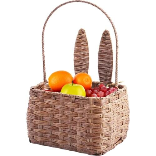 20x16x14CM Cute Rabbit Ears Basket Storage Box Spring Picnic Basket Childrens Basket Sundry Storage Box With Handle
