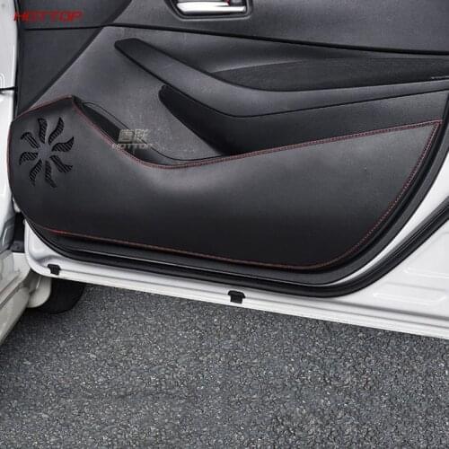 Leather Black Protector Side Edge Protection Pad Protected Anti Kick Door Mats Cover For Toyota Corolla 2019 2020