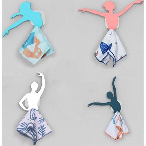 Creative Ballet Dance Dishcloth Hanging Hook Durable Kitchen Toilet Cleaning Cloth Hook Bathroom Towel Organizer Hook Holder