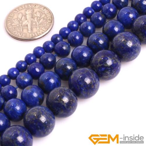 Round Genuine Blue Lapis Lazuli Beads Natural Gem Precious Stone Beads DIY Loose Bead For Jewelry Making Strand 15" 6mm 8mm 10mm