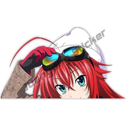 Cute Anime Girl Peeker Car Sticker High School DxD Rias Gremory Bumper Camper Vinyl Decal 4x4 OffRoad Decal Decoration KK13x13cm