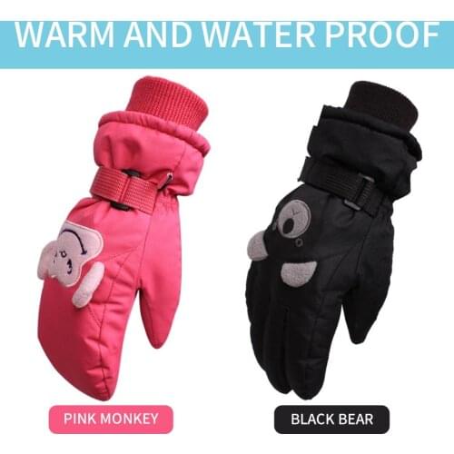 Lovely childrens warm ski gloves boys and girls winter outdoor waterproof anti slip mittens outdoor cold sports warm gloves
