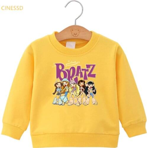 Harajuku kawaii cartoon bratz hoodies girls clothes winter autumn sweatshirts for children kids tops for teens 3-13 years old
