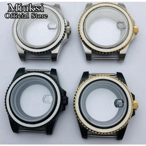 Miuksi 40mm silver black case sapphire glass transparent glass back fit ETA2836 NH35 36 DG2813 3804 Miyota8205 8215 821Amovement