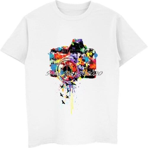 Vintage Camera Photography Peace Birds Color Paint Funny Joke Men T Shirt Male Cotton Short Sleeve O-neck Shirt Hip Hop Tees Top
