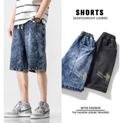 Men Jeans Baggy Shorts 2021 Summer Fashion Casual Brand Streetwear Cotton Denim Baggy Pants M-8XL Harajuku Men Shorts Plus Size