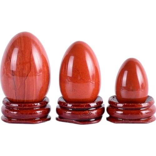Natural Red Japser Yoni Egg Massage Egg Set Undrill&Wooden base Crystal Mineral Ball Kegel Exercise Pelvic Floor Muscle Vaginal