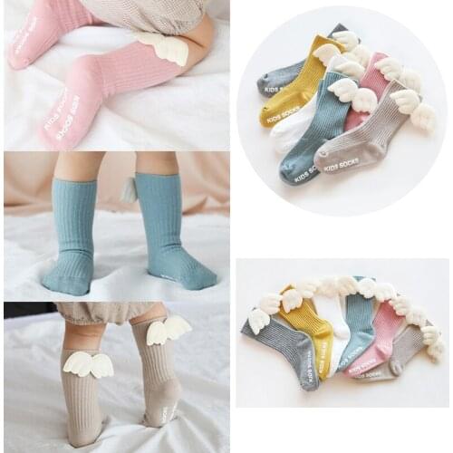 Toddler socks Lovely New Brand Wings Baby Girls Socks Toddler Knee Length Cotton Socks Long Letter Kids Socks kids socks