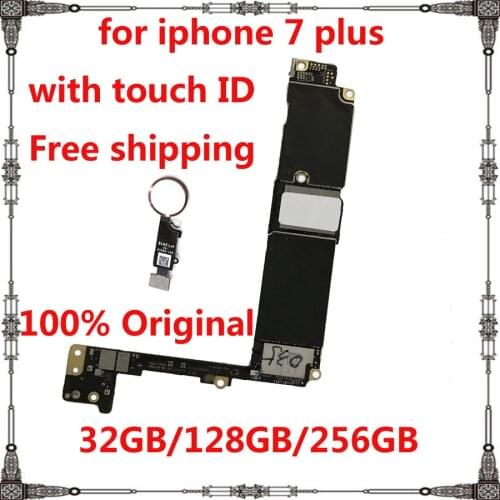 Original motherboard for iphone 7plus 32GB 128GB 256GB Factory unlocked Mainboard for iphone 7 plus with / without fingerprint