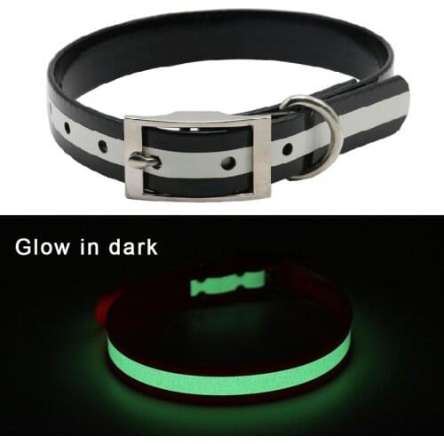 High Quality Pet Dog Collar TPU+Nylon Night Glowing Reflective Night Safety collars Deodorant Waterproof Collar Pet Supplies