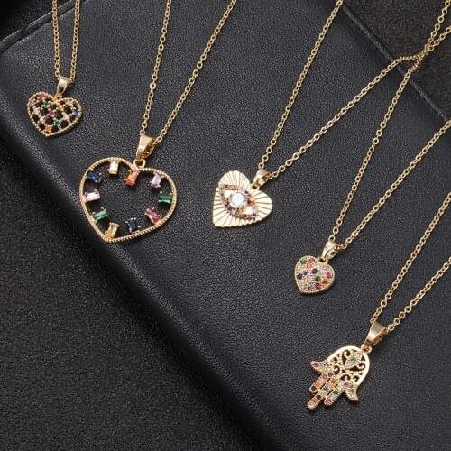 Stainless Steel Initial Color CZ Necklace Love Devil eyes Pendant Necklace Women Accessories Girls Best Party Wedding Jewelry