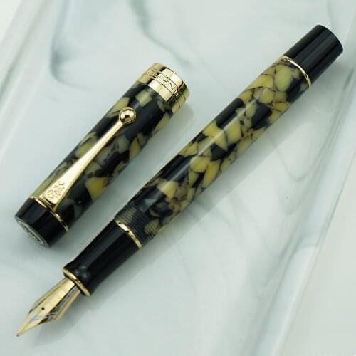Jinhao 100 Centennial Resin Fountain Pen Yellow-Black Iridium EF/F/M/Bent Nib with Converter Ink Pen Business Office School Pen