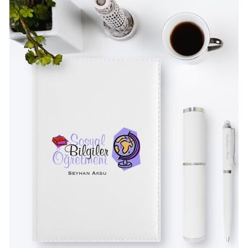Personalized Social Studies Teacher 2020 Leather Organizer & Pen Gift Set-2