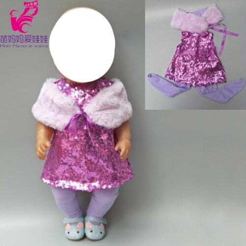 Fits 18 inch doll Baby doll Christmas winter Sequin dress legging scarf for 18 inch doll Clothes Baby girl Christamas gift