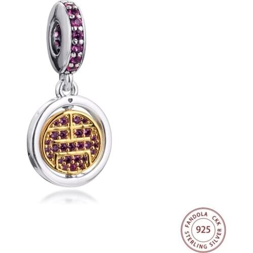 Fits Pandora Bracelet Spinning Lucky Dangle Charms 2021 Trend Original 925 Sterling Silver Crystal Beads DIY Jewelry