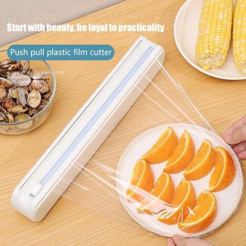 Punch-free Fixing Food Wrap Dispenser Cutter Foil Cling Film Wrap Dispenser Plastic Sharp Cutter Storage Holder Kitchen Tool