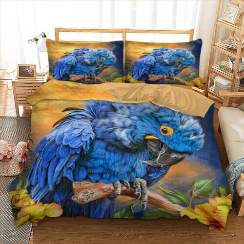 Blue Parrot Bedding set 3D Bird Duvet Quilt Cover Twin queen king size Bedclothes Bed linen 3pcs