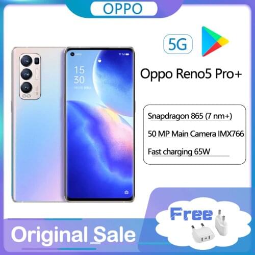 Original Official OPPO Reno 5 Pro+ Plus CellPhone 6.55" AMOLED 90Hz Screen 65W Super VOOC 4500mAh Android Smartphone google Play