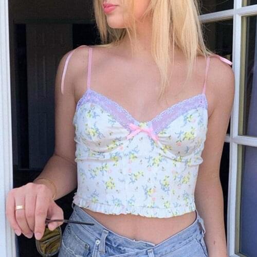 Lace Y2k Crop Tops for Women E Girl Sexy Camisole Bodycon Sleeveless 90s Aesthetic Tops Cyber Y2k Streetwear Women