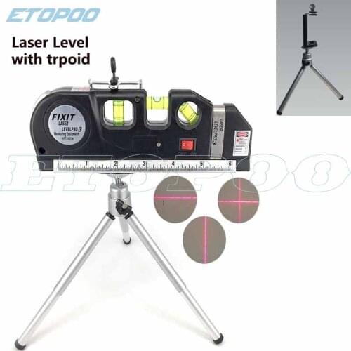 Laser Level Horizon Vertical Measure 8FT Aligner Standard and Metric Ruler Multipurpose Measure Level Laser Black with trpoid
