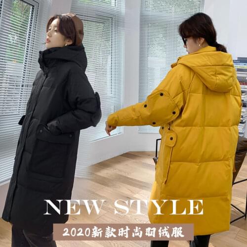 2021 New White Duck Down Coats Women Long Hooded Winter Jackets Fashion Korean Down Parka Jacket Female Warm Loose Down Overcoat