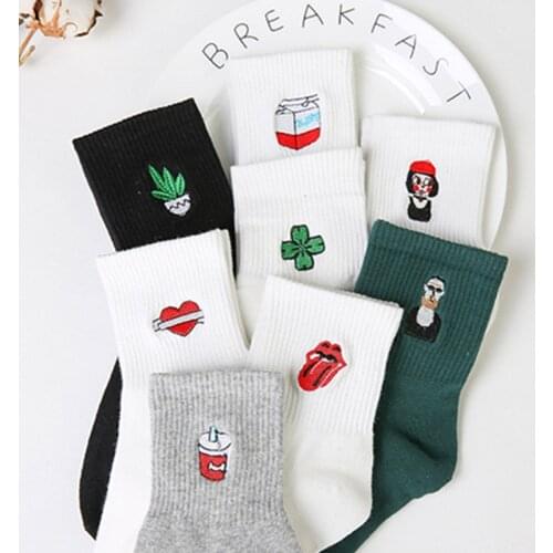 Women Size New Cotton Short Socks Killer Cupid Moustache Milk Cola Leon Clover Love Smile Face Mathilda Rose Tongue Dropshipping
