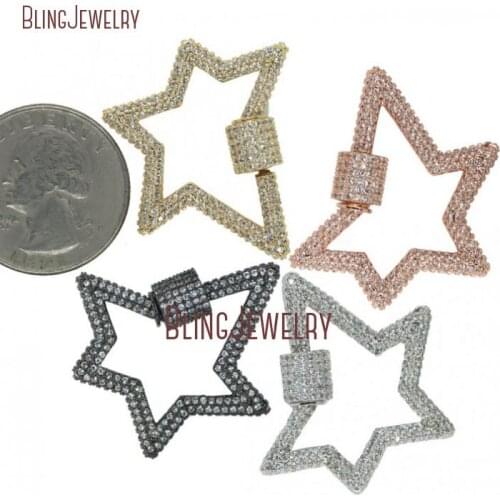 StarLOCK Rose Gold Silver Stoned Star Lock Zircon Micro Paved Screw Clasp Charmholder FC29129