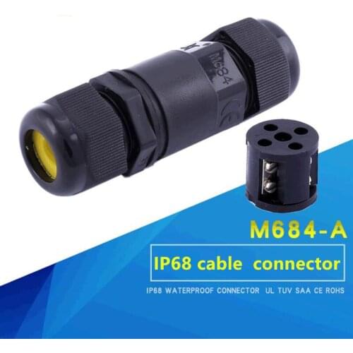 1pcs IP68 Electrical Cable Waterproof Connector M684 Straight Wire Connector 2pins/3pins/4pins Terminal Adapter For Lighting
