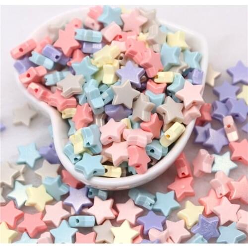 10mm Macaron Acrylic Beads Five-Pointed Star Shape Loose Beads with Holes Craft for DIY Jewelry Making Handmade Accessory 10g
