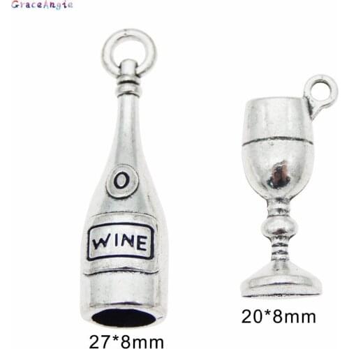 20pcs Vintage Wine Bottle Goblet Charms antique Jewelry Alloy Funny Necklace Pendant Jewelry Bracelet Making Findings DIY Parts