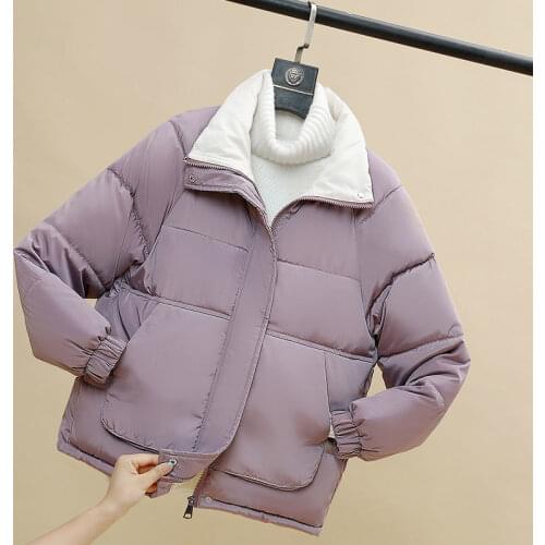 2021 Winter Autumn Jacket Women Cotton Padded Stand Collar Plus size Female Thick Coat Loose Casual Short Outwear Female Parkas
