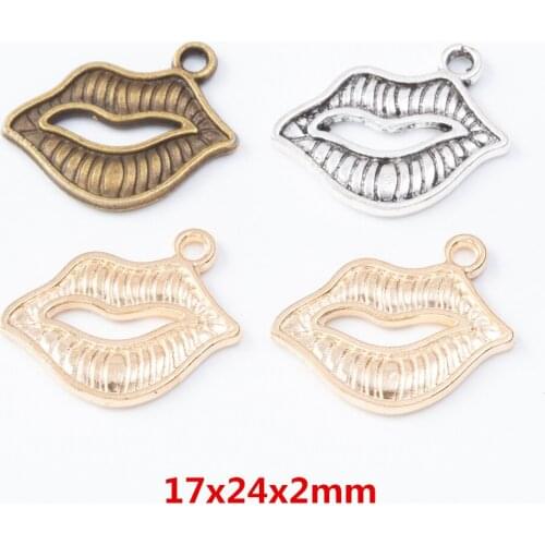 25 pieces of retro metal zinc alloy Lips pendant for DIY handmade jewelry necklace making 7581