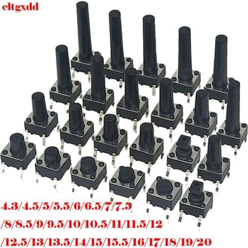 28 models10pcs tactile touch button micro switch 6X6*4.3/4.5/5/5.5/6/6.5/7/7.5/8/8.5/9/9.5/10/10.5/11/11.5/12/12.5/13/13.5/14