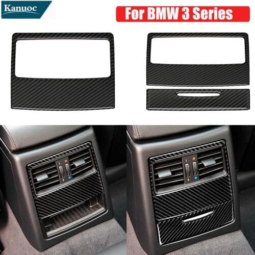 Car Styling Carbon Fiber 3D Sticker of Car Interior Back Air Vent Frame Cover For BMW 3 Series E90 E92 E93 2005-2012 RHD/LHD