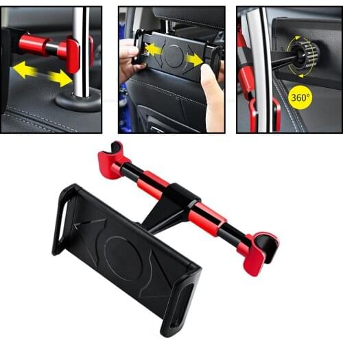 Car Rear Pillow Mobile Phone Holder Telescopic 360 Degree Rotating Universal Bracket Back Seat Headrest Mount Stand for Tablet